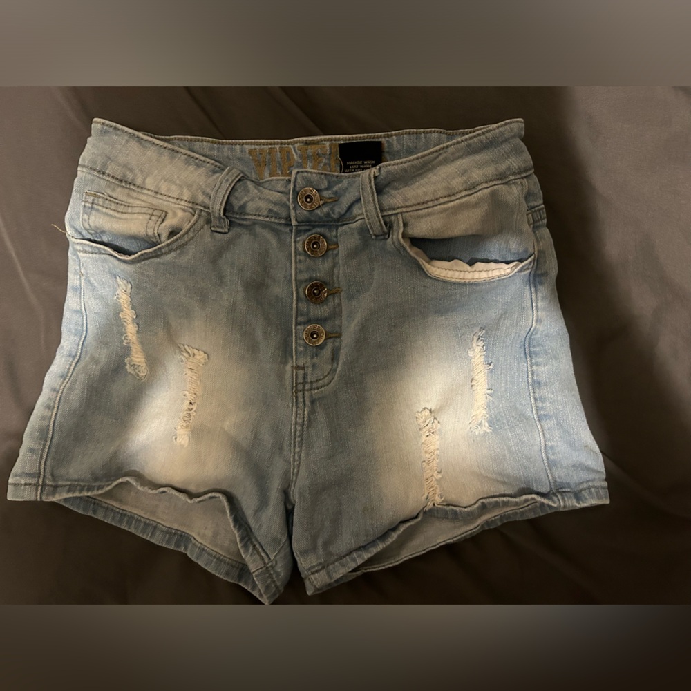 Light washed blue jean shorts I believe they are juniors